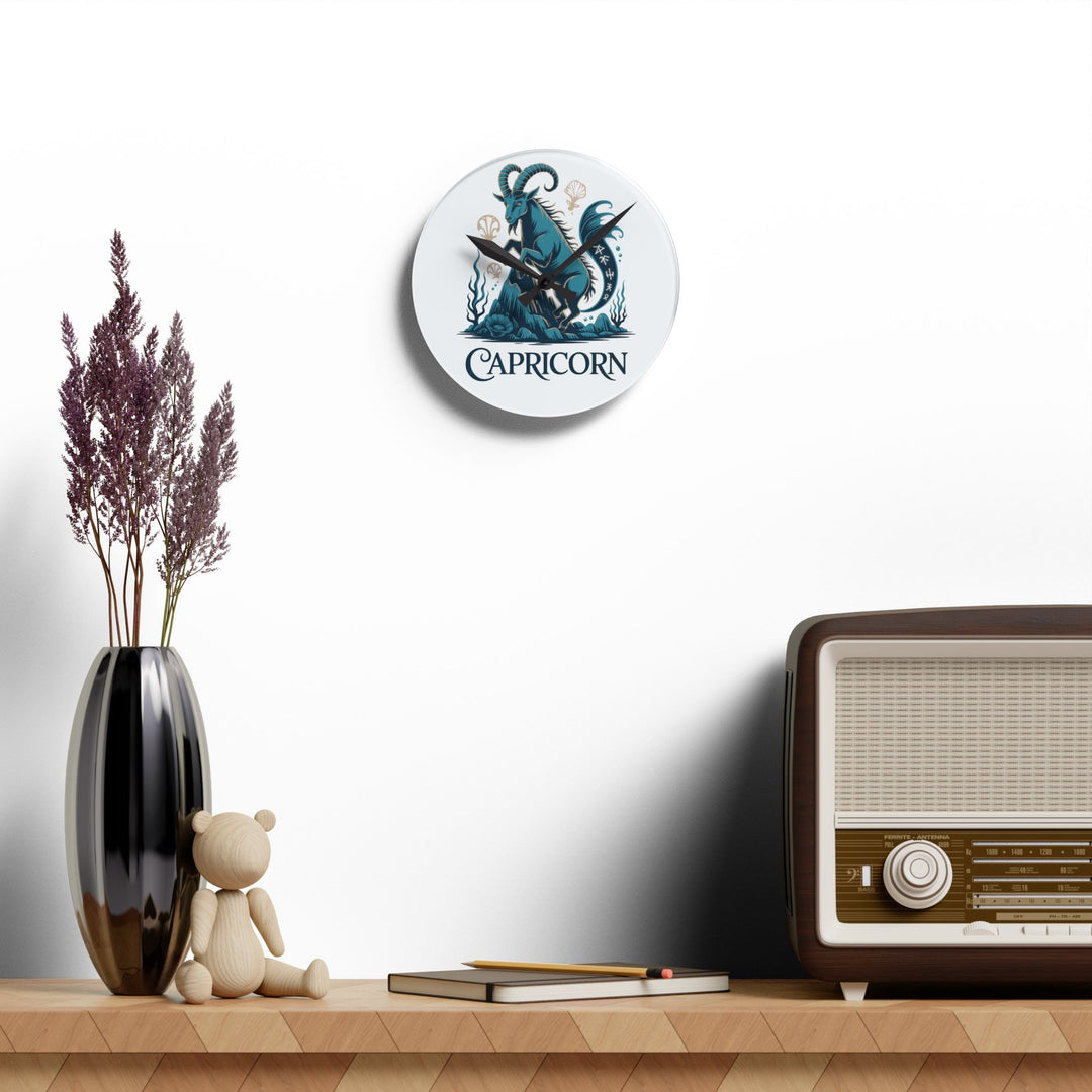 Capricorn Acrylic Wall Clock — Zodiac Goat Horoscope Decor