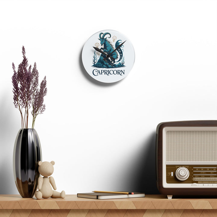 Capricorn Acrylic Wall Clock — Zodiac Goat Horoscope Decor