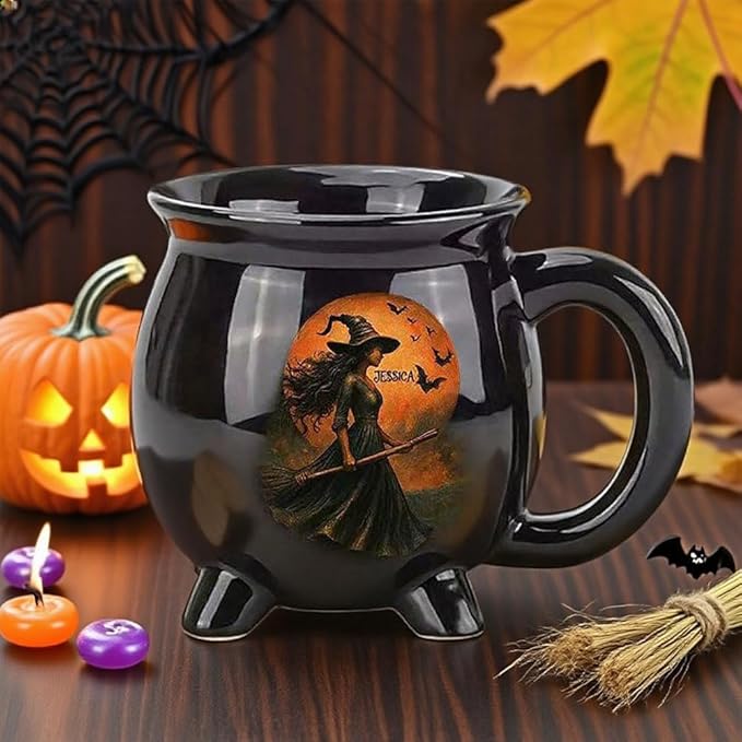 Personalized Witch’s Brew Cauldron Halloween Mug