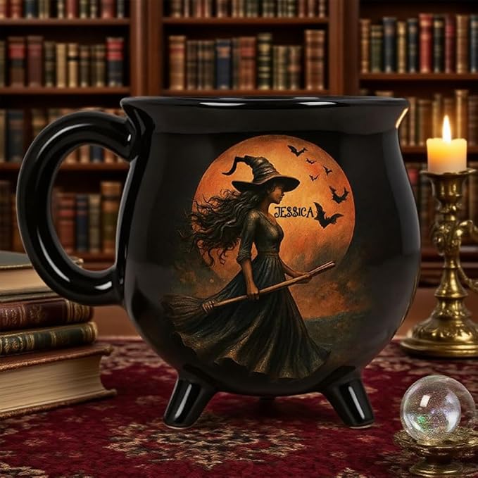 Personalized Witch’s Brew Cauldron Halloween Mug