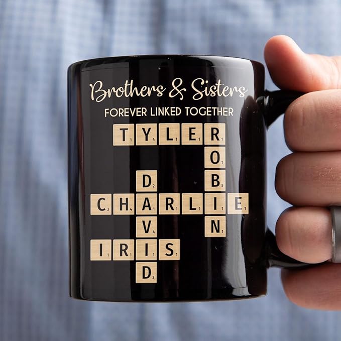 Personalized Family Puzzle Mug – Brothers & Sisters Forever Linked Together