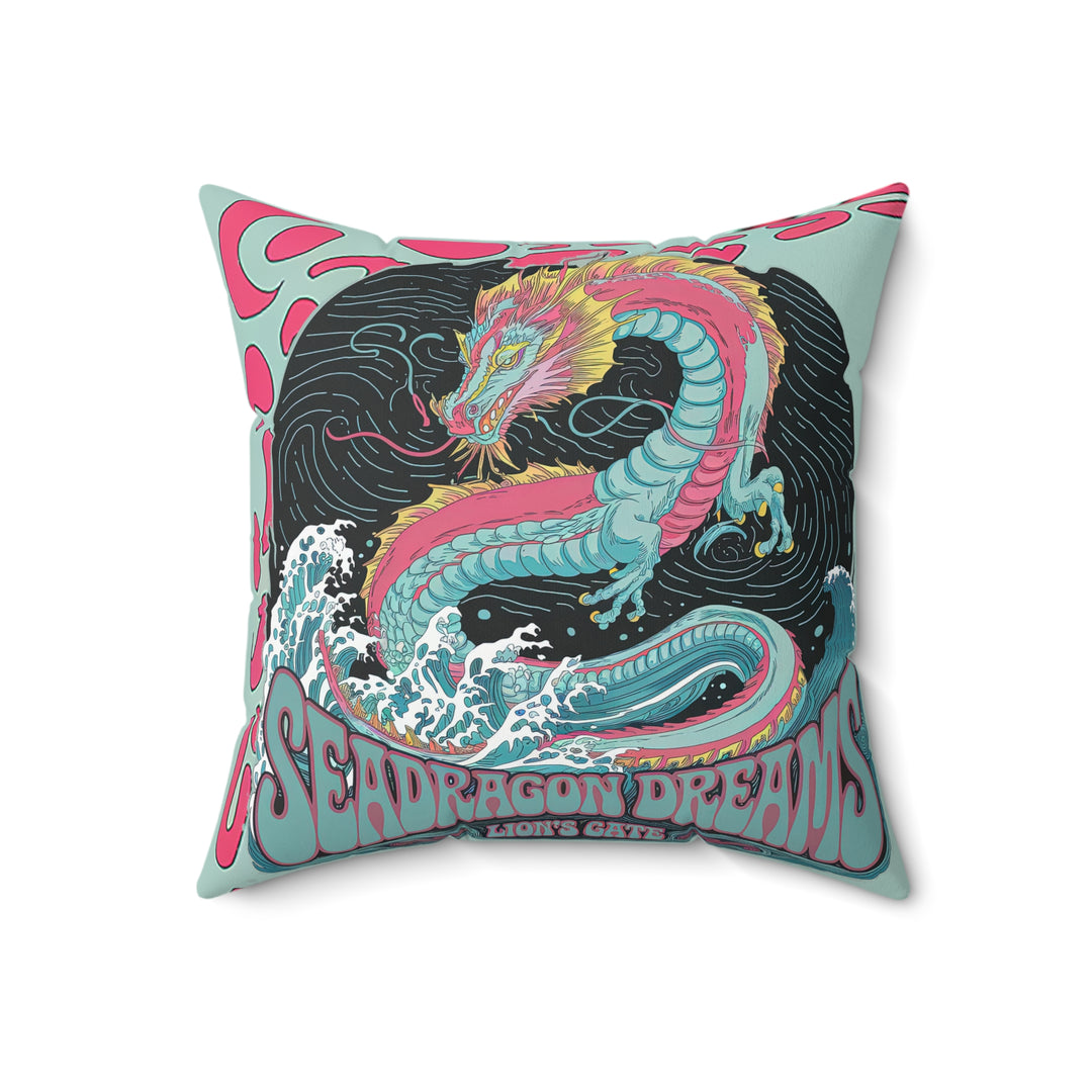 Spun Polyester Square Pillow - Sea Dragon Dreams