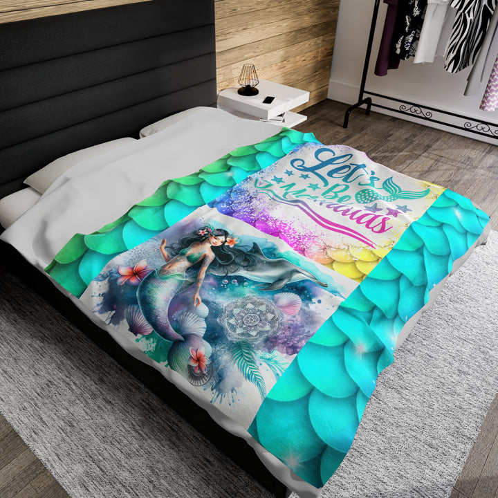 Velveteen Plush Blanket - Let's Be Mermaids