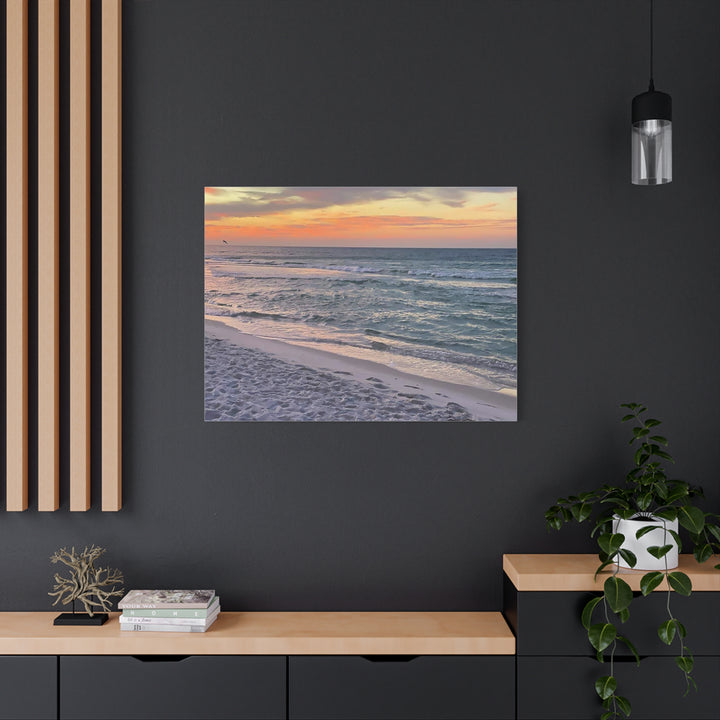 Sunset Beach Matte Stretched Canvas Wall Art