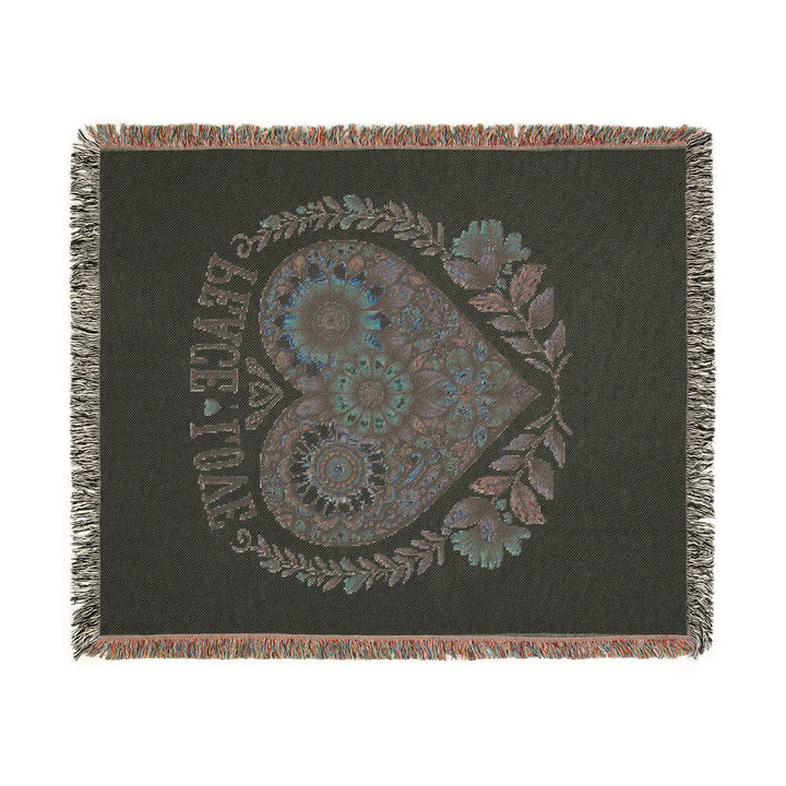 Peace, Love & Heart Woven Blanket – Cozy Throw, Meaningful Home Décor & Thoughtful Gift