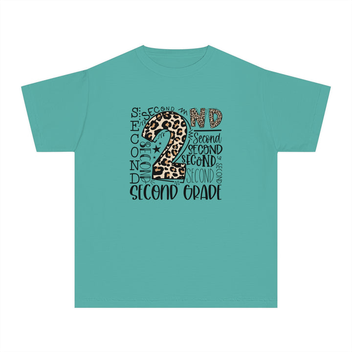 Fun Second Grade Leopard Print Youth Tee, Kids Birthday Shirt, Back to School Apparel, Birthday Gift, Animal Print T-Shirt