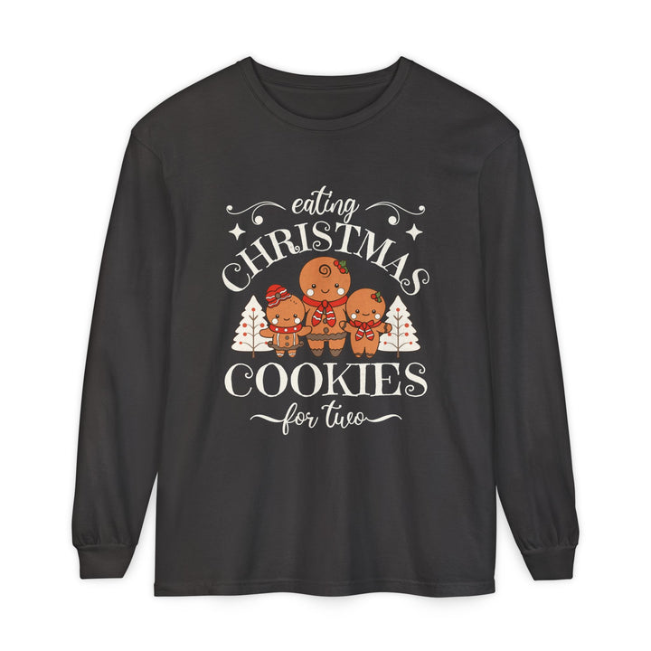 Unisex Garment-dyed Long Sleeve T-Shirt - Eating Christmas Cookies For Two