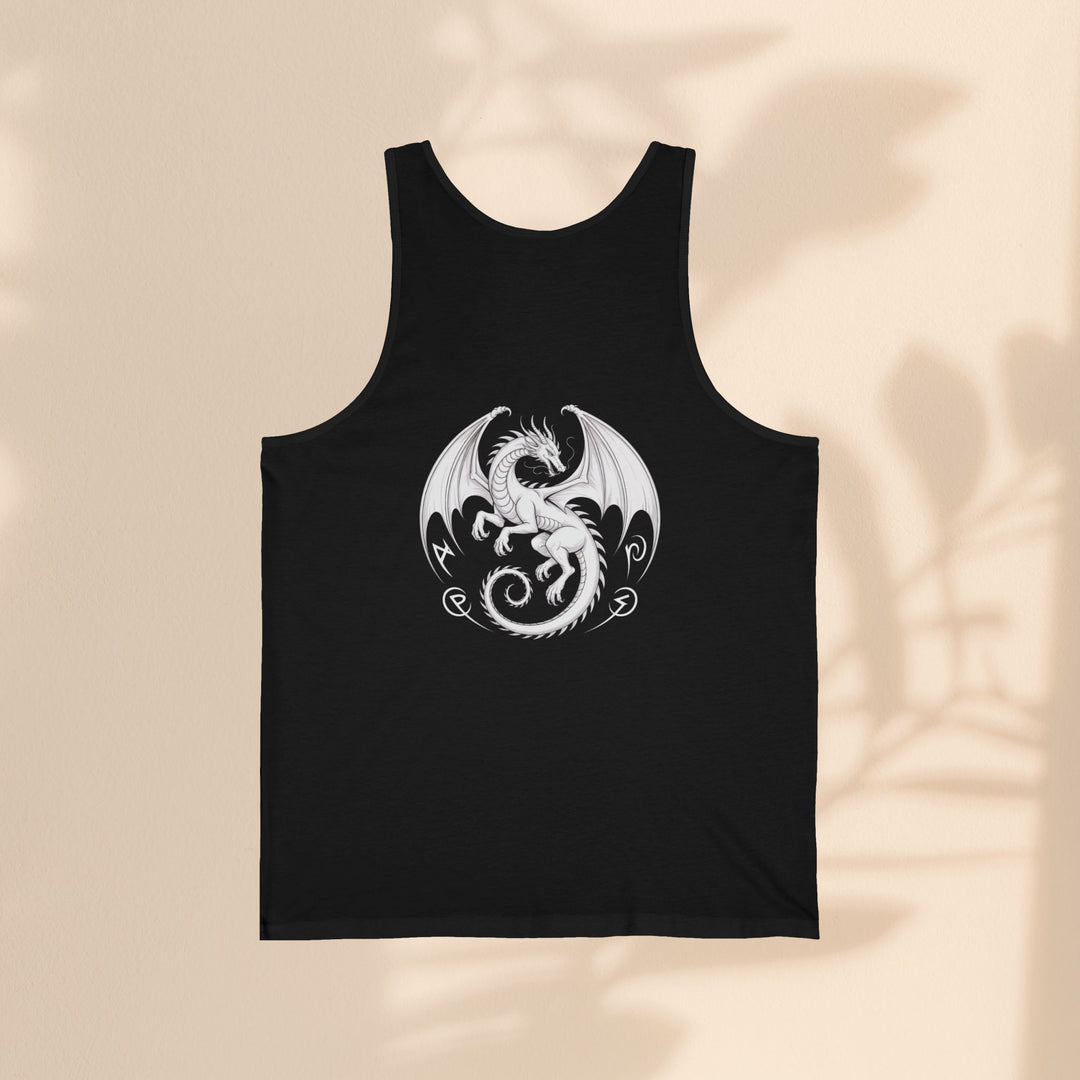 Dragon Design Unisex Jersey Tank, Cool Summer Tank Top, Gift for Fantasy Lovers, Casual Wear, Festival Outfit, Unique Graphic Gym Top