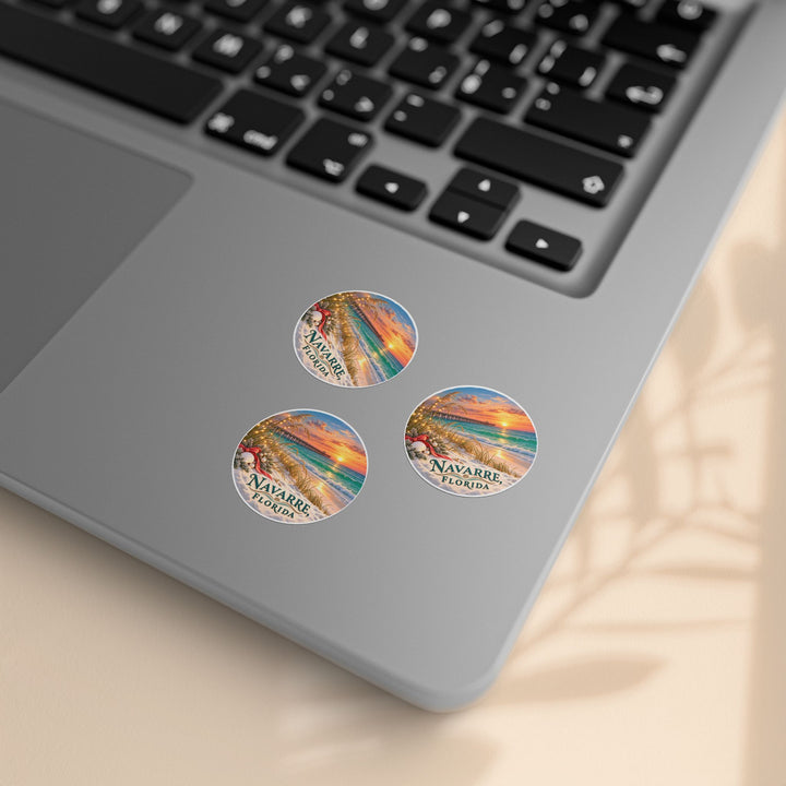 Navarre Florida Round Sticker Rolls – Waterproof Beach Sunset Labels
