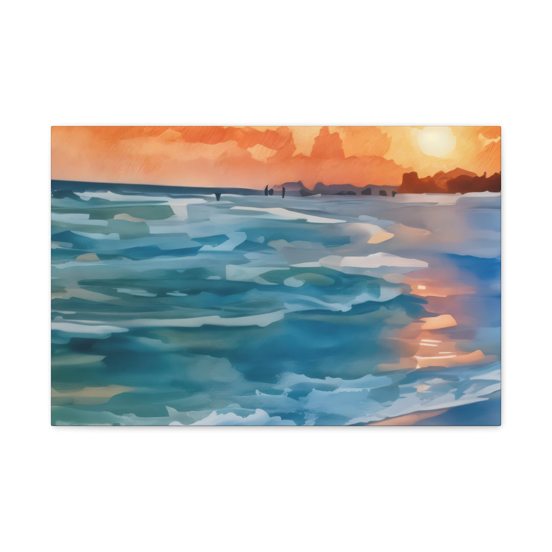 Coastal Sunset Canvas Art – Ocean and Beach Wall Décor
