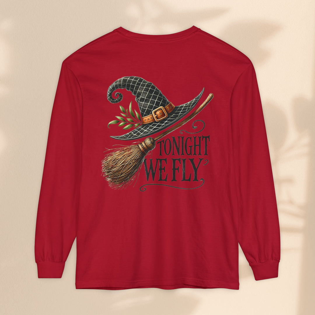 Tonight We Fly - Whimsical Witch Halloween Long Sleeve T-Shirt