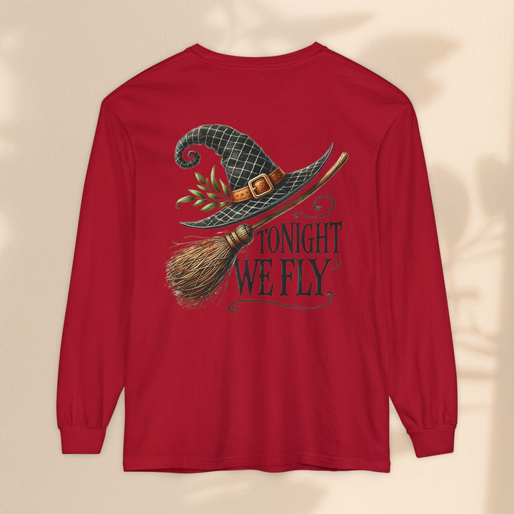 Tonight We Fly - Whimsical Witch Halloween Long Sleeve T-Shirt