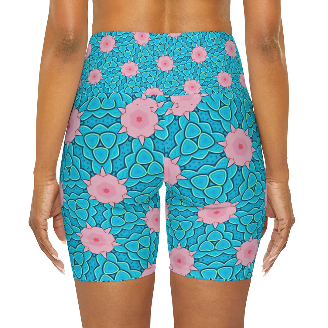 High Waisted Yoga Shorts - Blossom Breeze