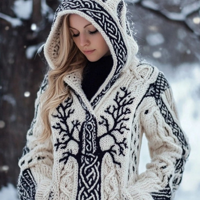 Women’s Long Loose-Fit Round-Neck Knitted Cardigan