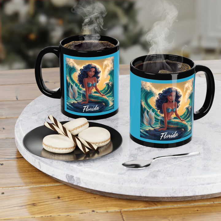 Black Coffee Mug, 11oz - Florida Mermaid