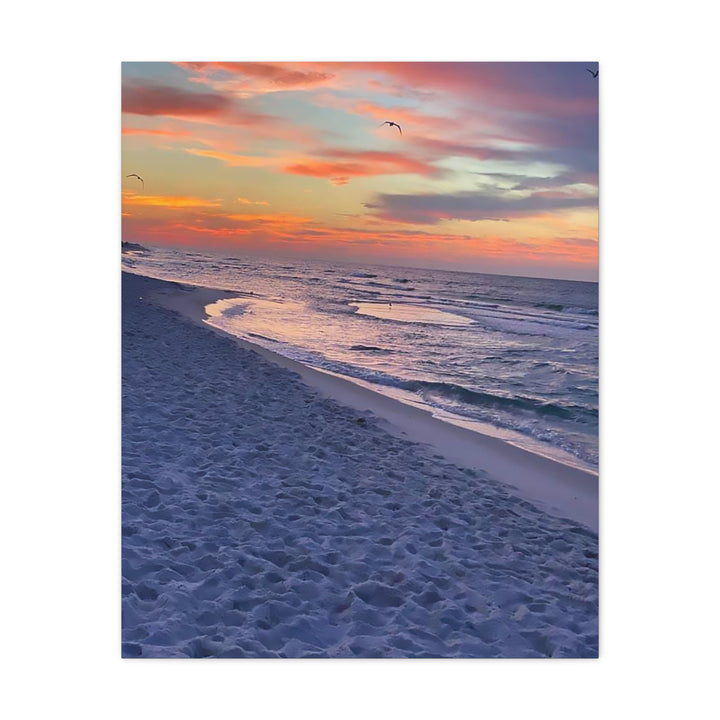Sunset Beach Matte Stretched Canvas Print