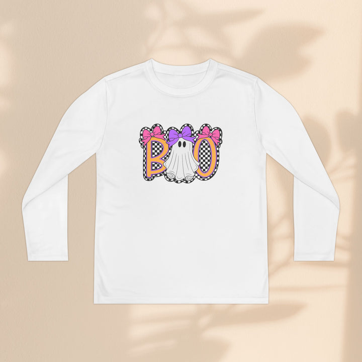 Youth Ghost Boo Tee – Kids Halloween Long Sleeve Shirt for Trick-or-Treating & Fall Parties