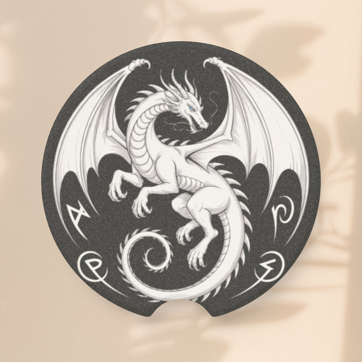 Dragon Design Soapstone Car Coaster, Unique Auto Accessories, Dragon Car Decor, Fantasy Gift for Car Lovers, Home and Auto Decor