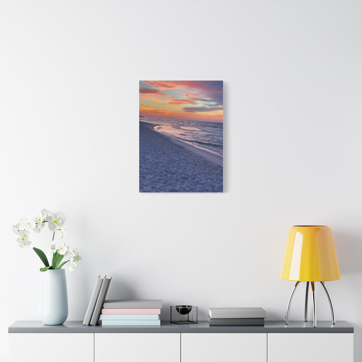 Sunset Beach Matte Stretched Canvas Print