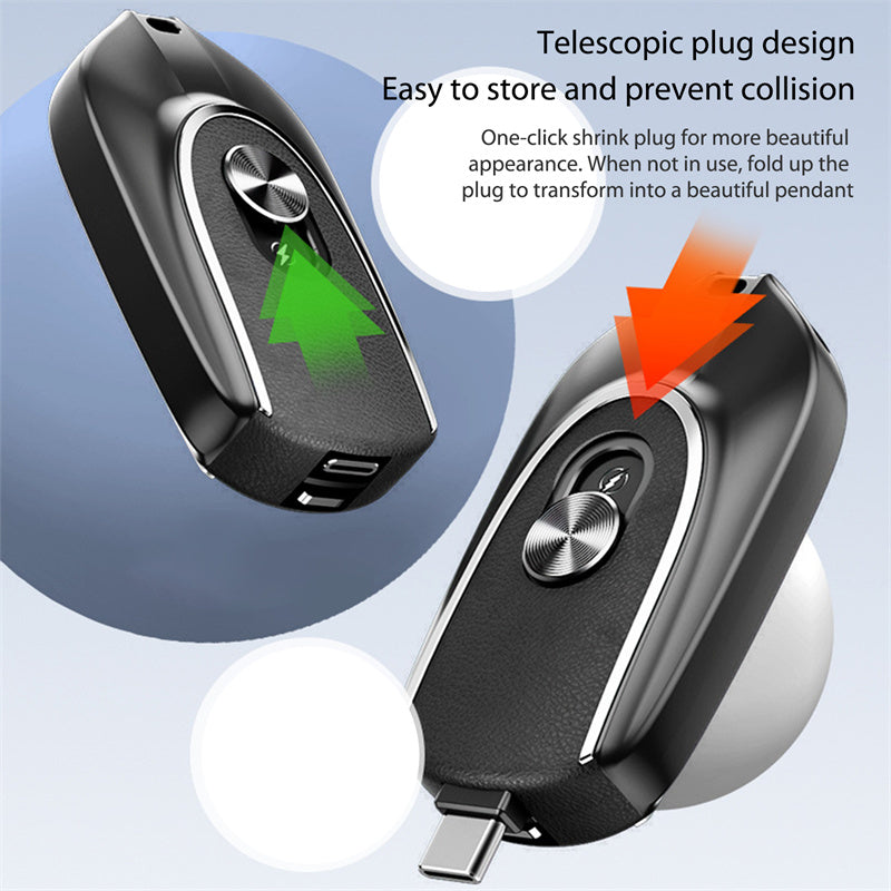 2-in-1 Mini Keychain Power Bank – 1200mAh Portable Charger