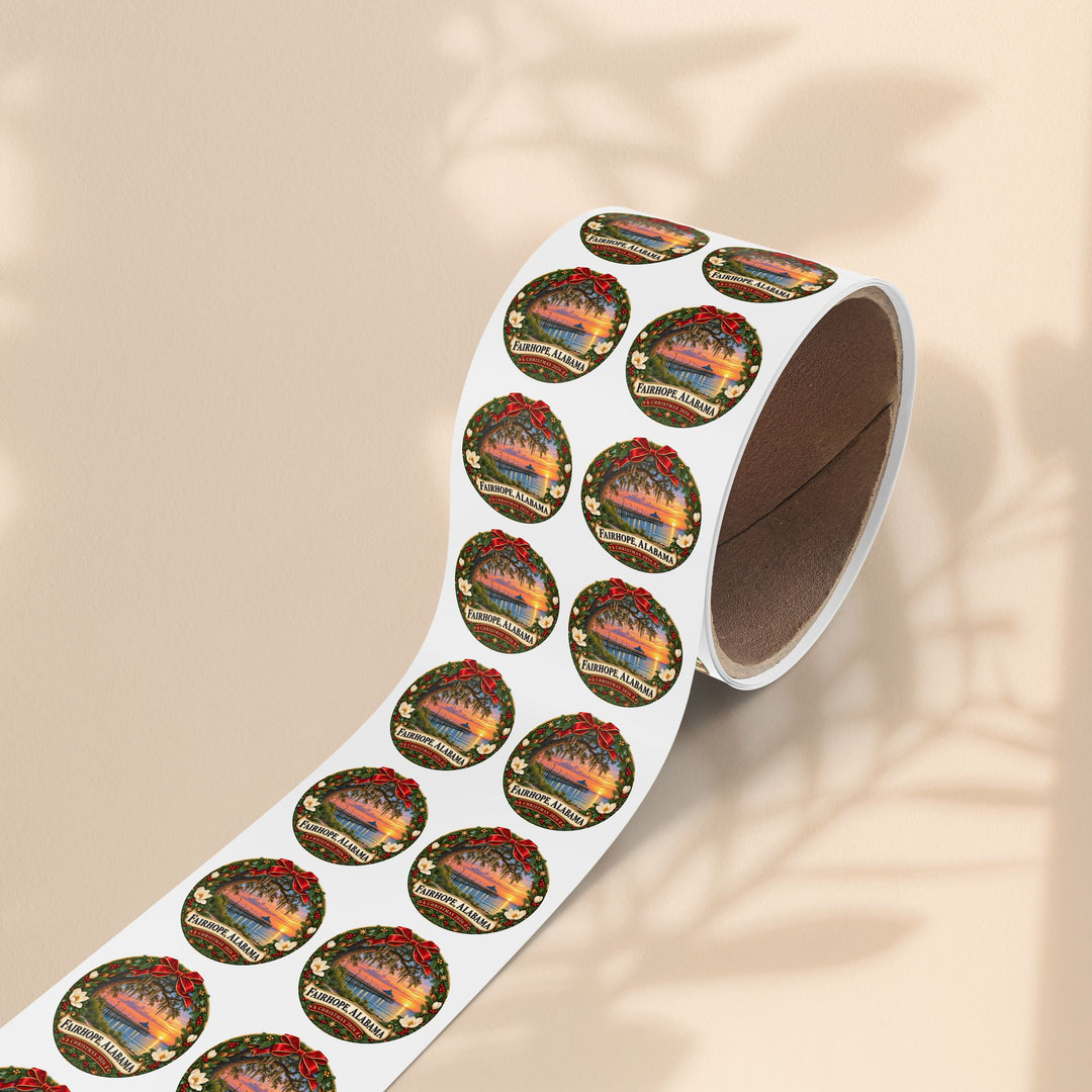 Fairhope Alabama Christmas Sticker Roll – Coastal Sunset Labels