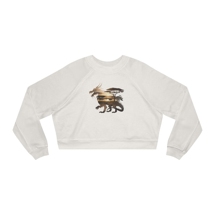 Double Exposure Dragon Sunset Women's Cropped Fleece Pullover - Stylish & Cozy Casual Wear