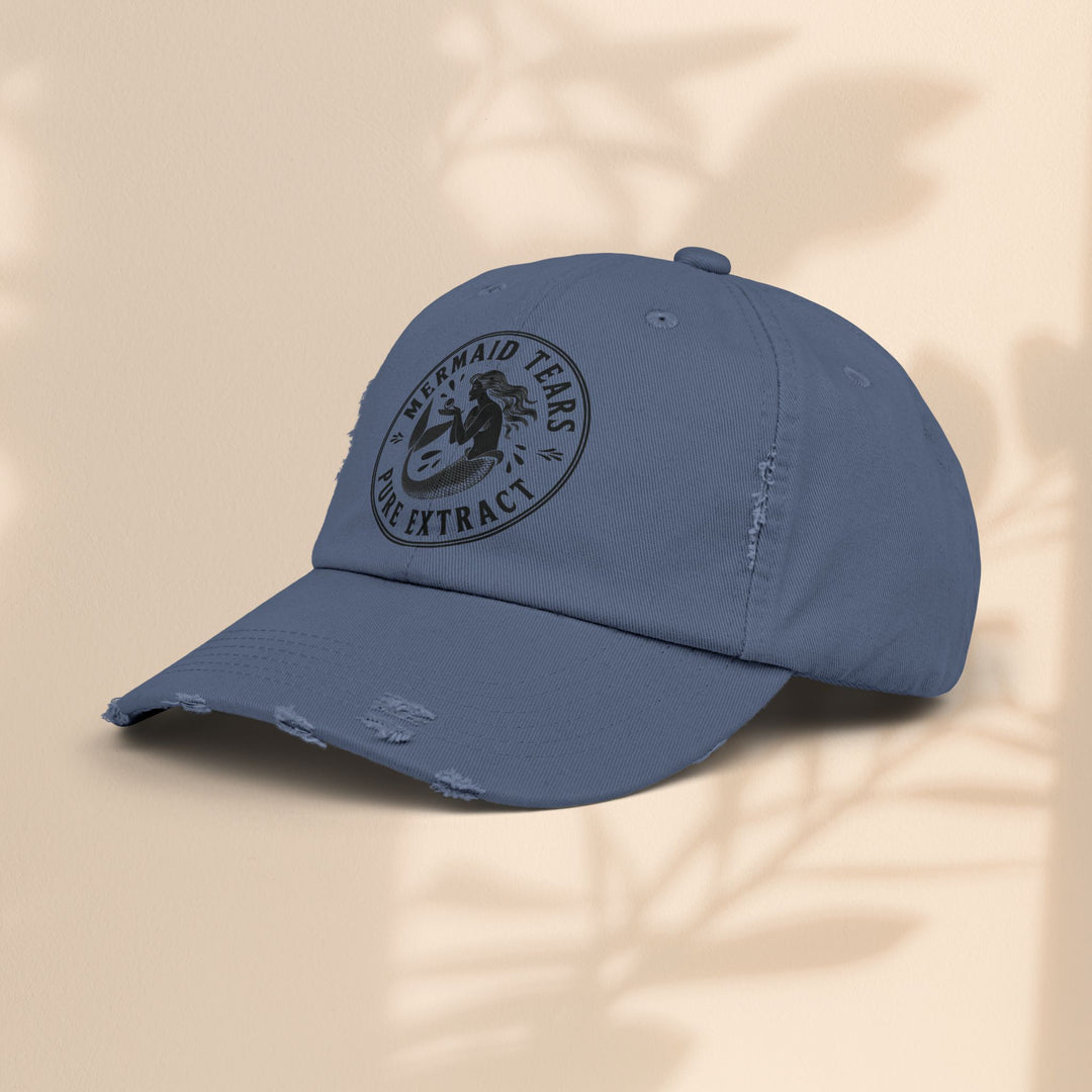 Mermaid Tears Distressed Cap – Trendy Casual Hat & Summer Beach Accessory