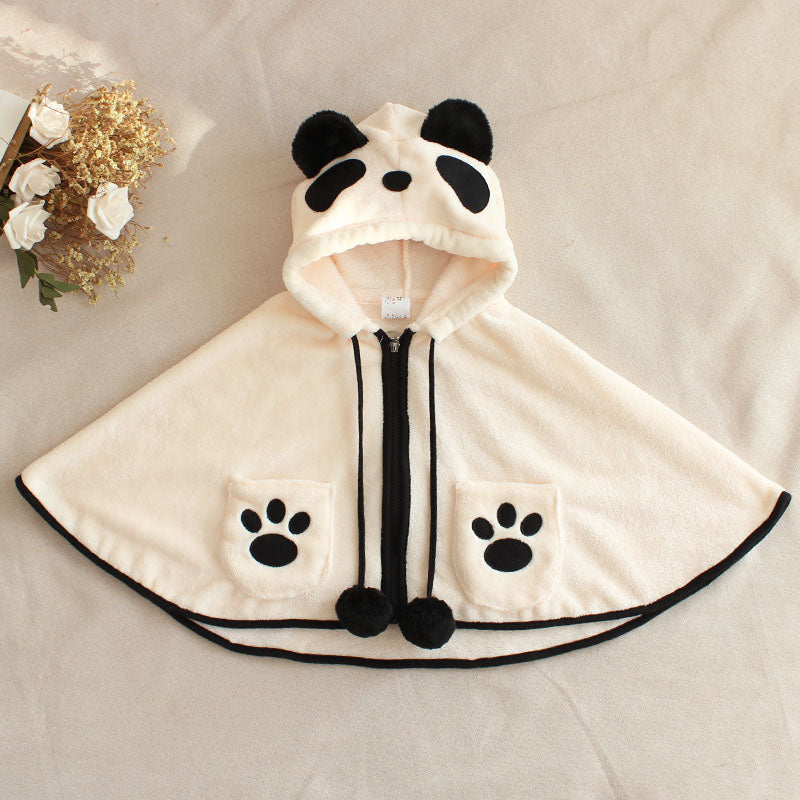 Kids’ Panda Hooded Cape with Pocket