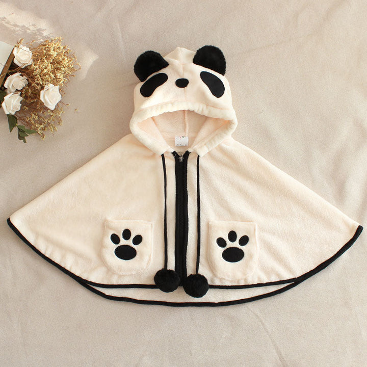 Kids’ Panda Hooded Cape with Pocket