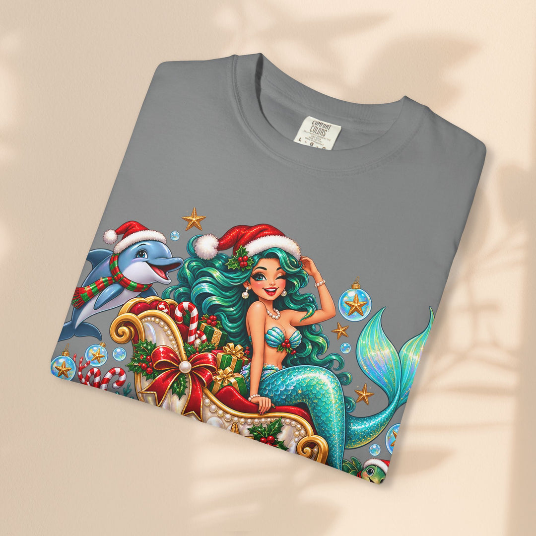 Mermaid Christmas T-Shirt – Sleighin’ It Under the Sea Holiday Tee