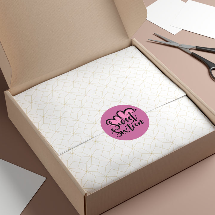 Sweet 16 Round Vinyl Stickers – Birthday Party Favors, Cute Décor & Personalized Celebration Labels
