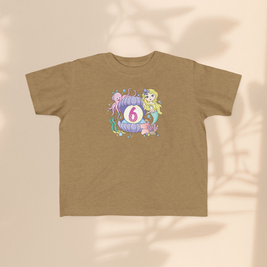 Age 6 Toddler Tee with Mermaid & Octopus Design - Birthday Celebration, Gifts for Ages 6