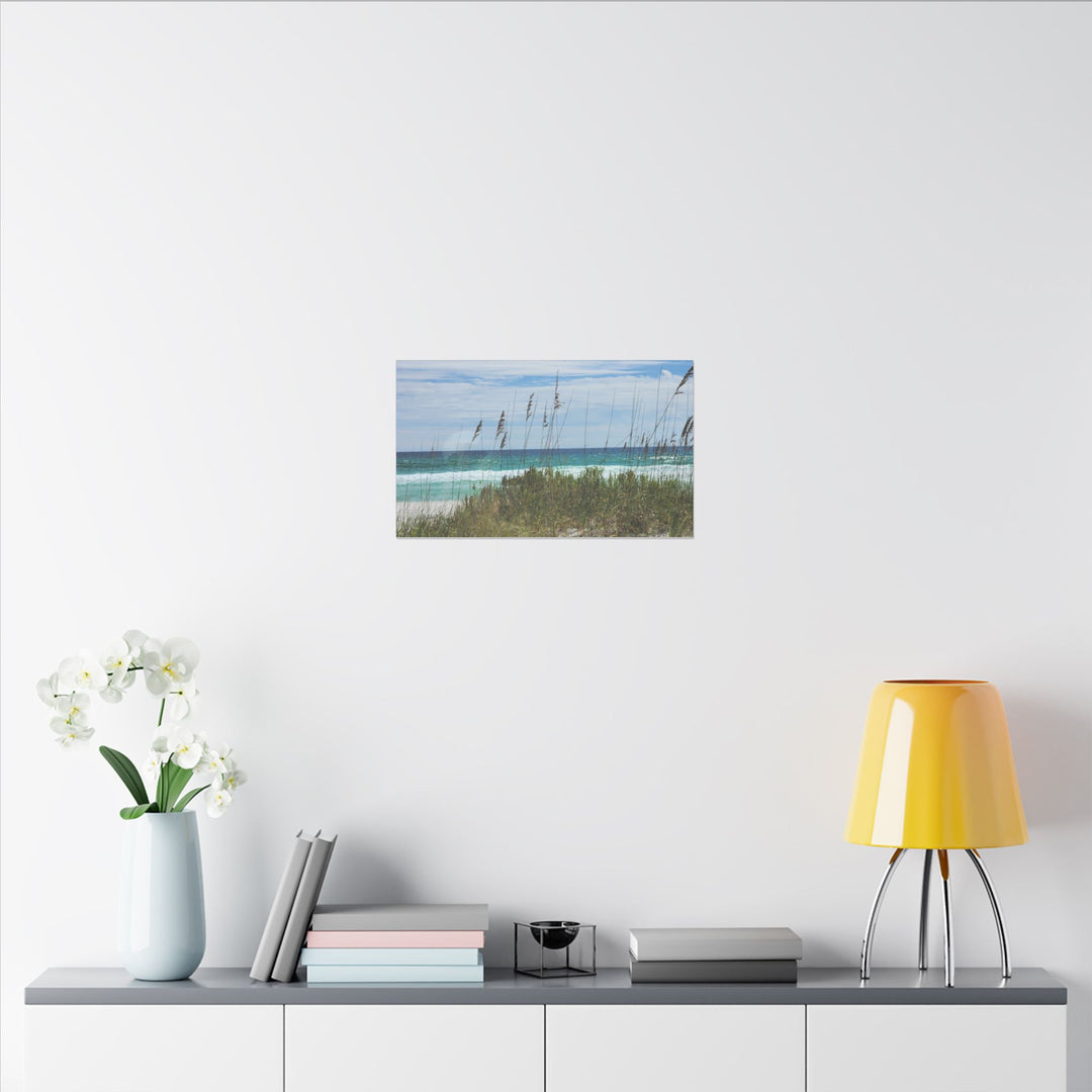 Coastal Dune Beach Canvas Print – Waves and Sea Oats Wall Art