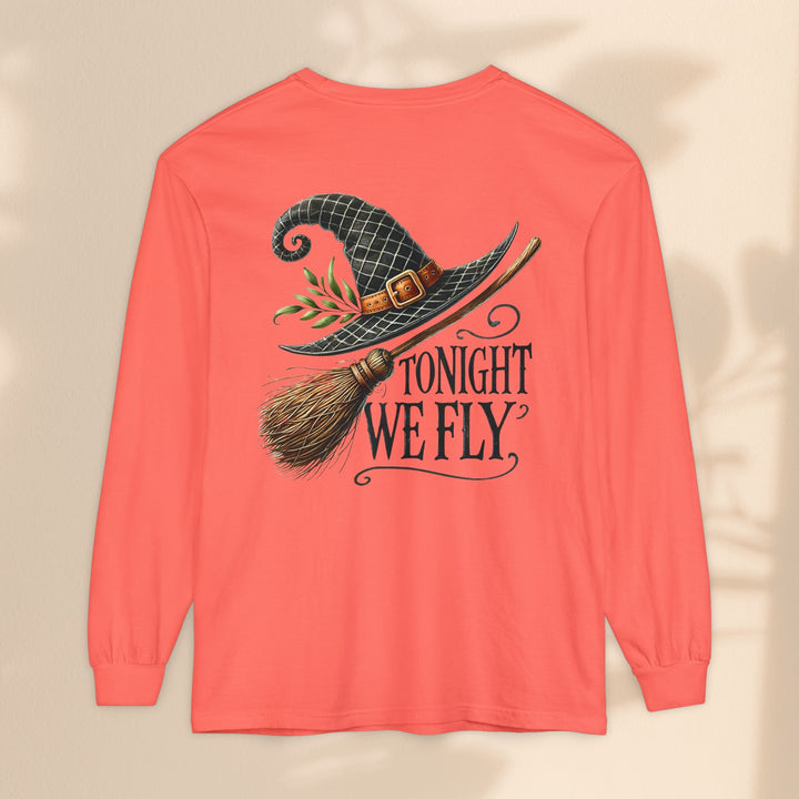 Tonight We Fly - Whimsical Witch Halloween Long Sleeve T-Shirt