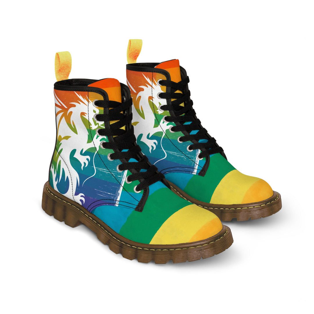 Women's Canvas Boots - Striped Dragon