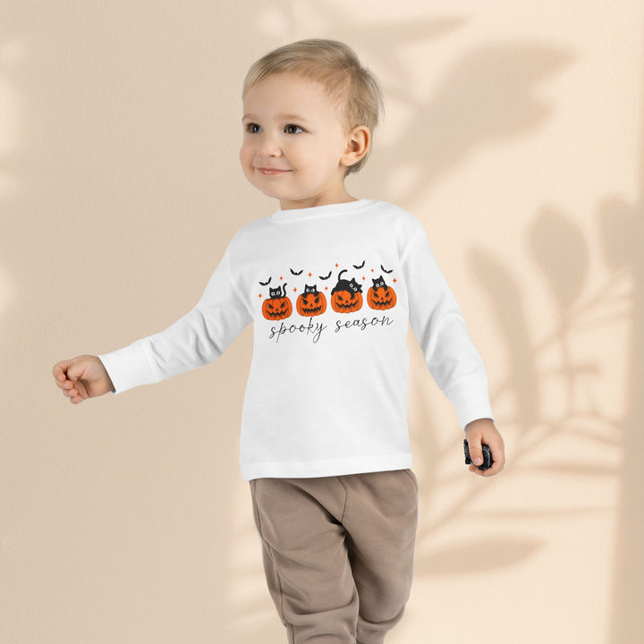 Adorable Toddler Spooky Season Halloween Long Sleeve Tee – Kids Pumpkin Outfit & Fall Gift