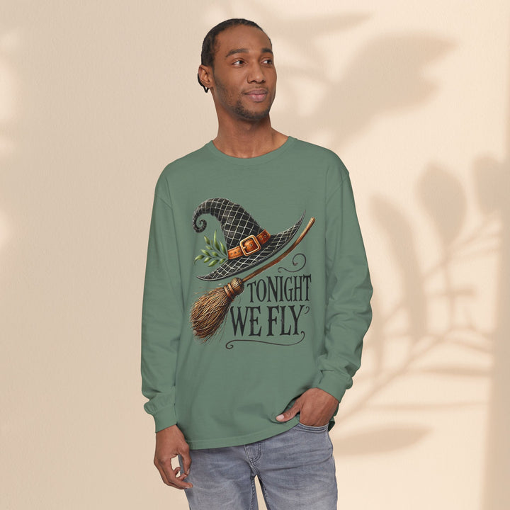Tonight We Fly - Whimsical Witch Halloween Long Sleeve T-Shirt