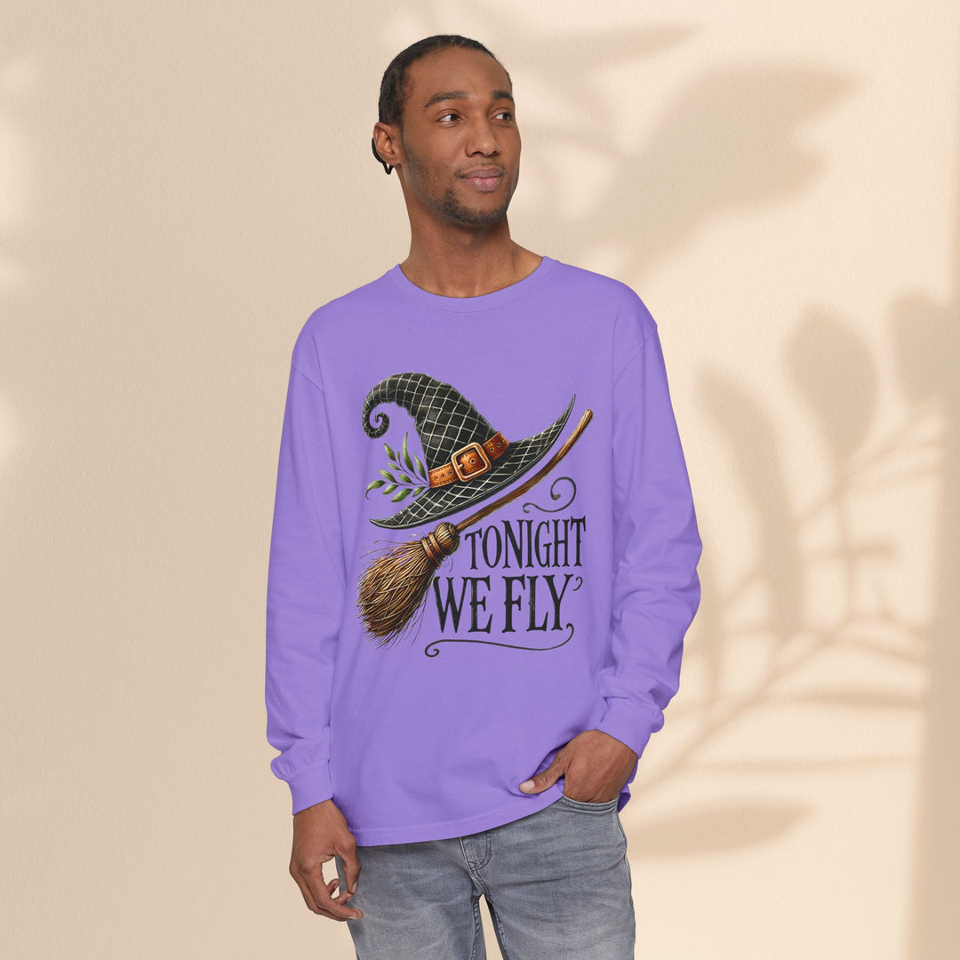 Tonight We Fly - Whimsical Witch Halloween Long Sleeve T-Shirt