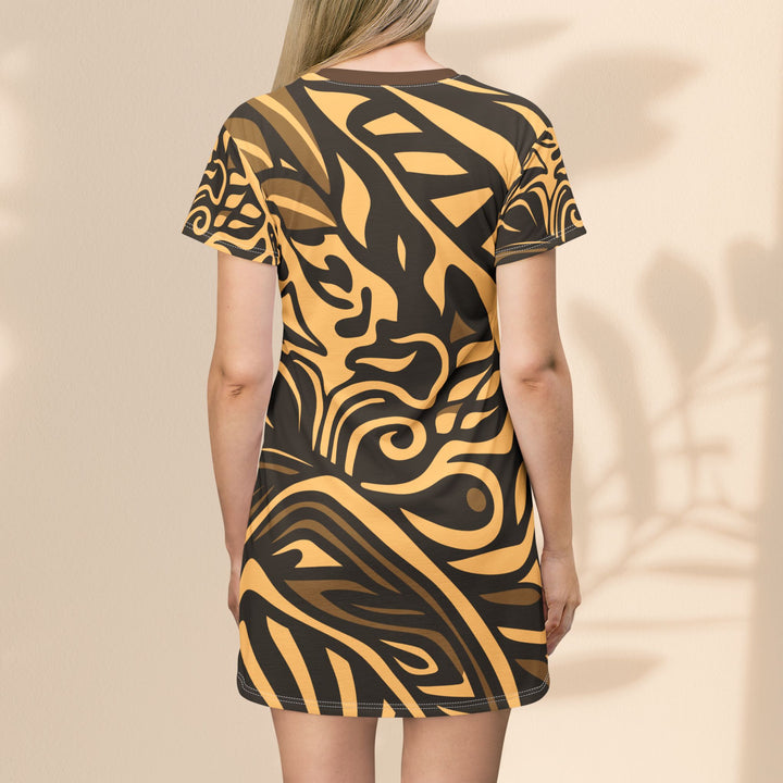 T-Shirt Dress - Brown and Orange Tribal