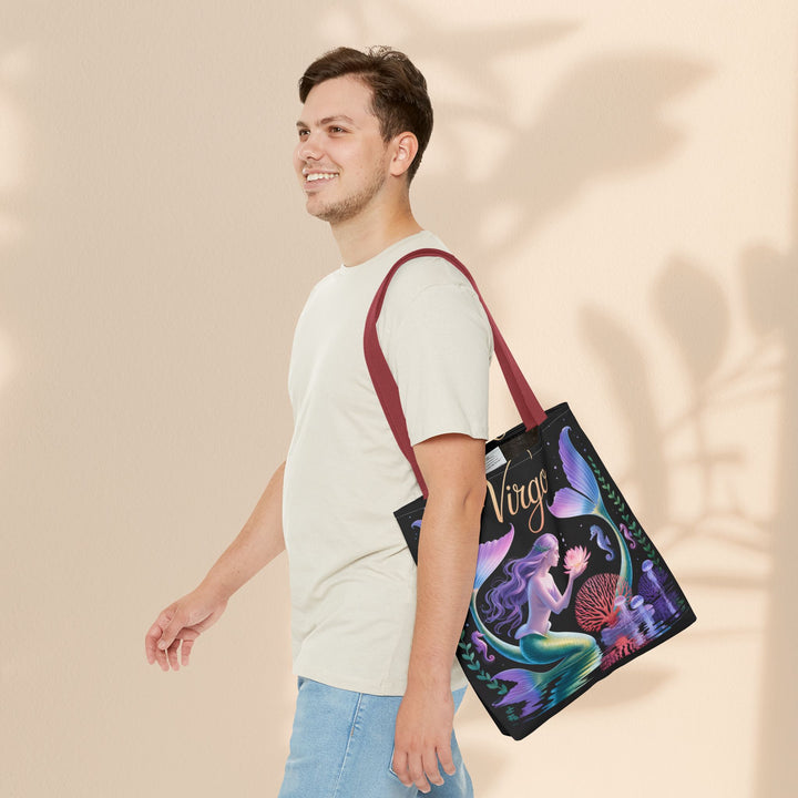 Virgo Mermaid Tote Bag, Virgo Gift, Zodiac Bag, Sea Creature Style, Ocean Lover Accessory, Birthday Present