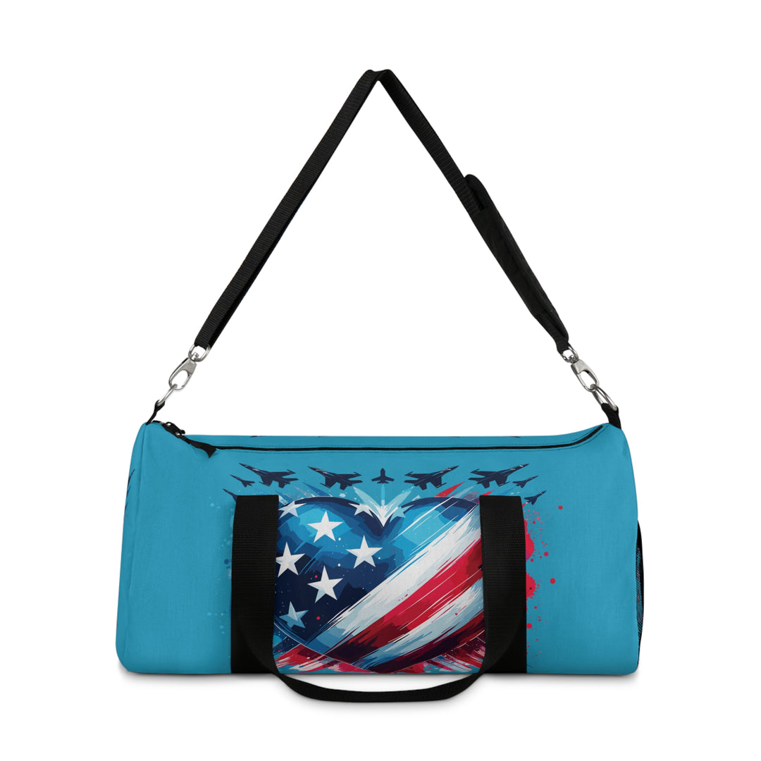 Patriotic Duffel Bag – Heart American Flag Travel & Gym Weekender, Military Appreciation Gift