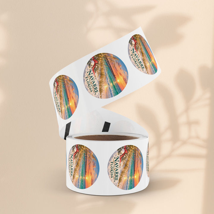 Navarre Florida Round Sticker Rolls – Waterproof Beach Sunset Labels