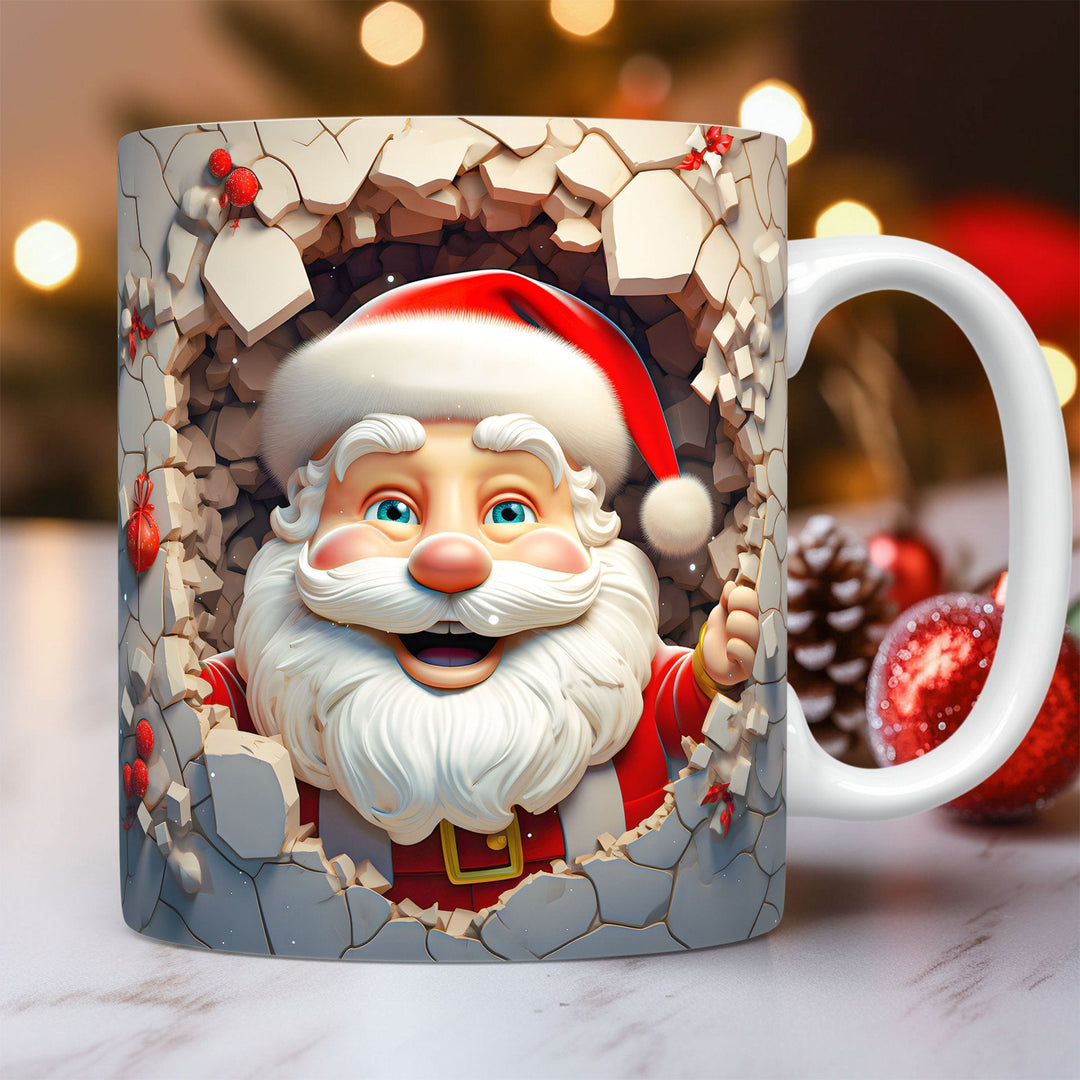 3D Christmas Ceramic Mug – Santa and Snowman Designs