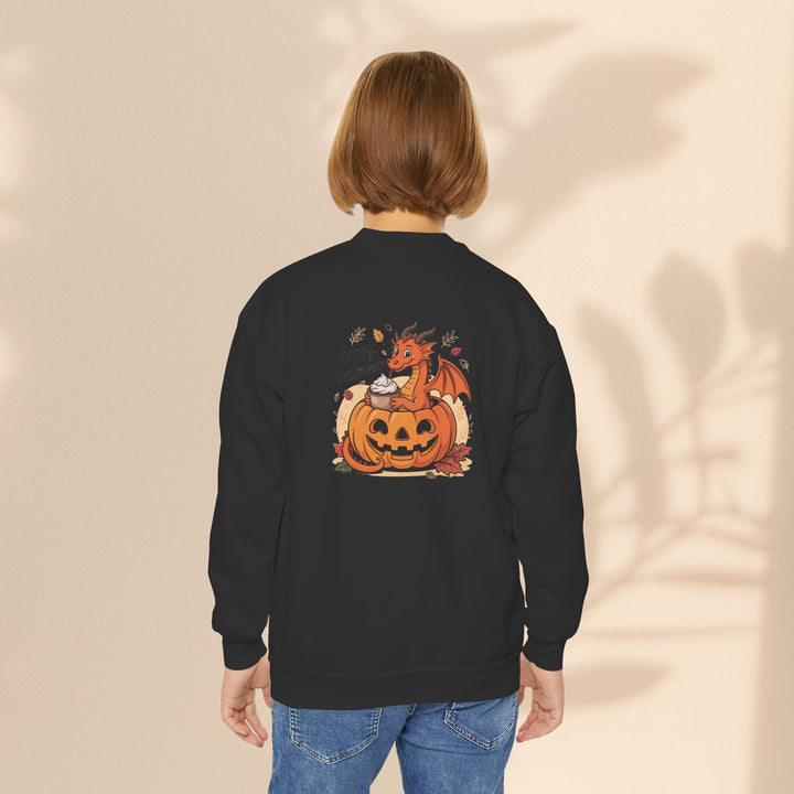 Halloween Pumpkin Dragon Youth Crewneck Sweatshirt