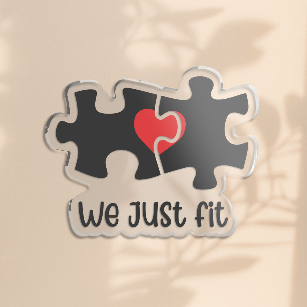Acrylic Puzzle Couple Statue — "We Just Fit" Custom Figurine