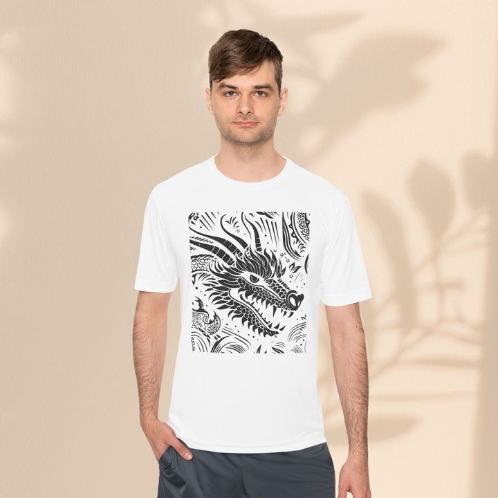 Unisex Moisture Wicking Tee - Dragon Black and White