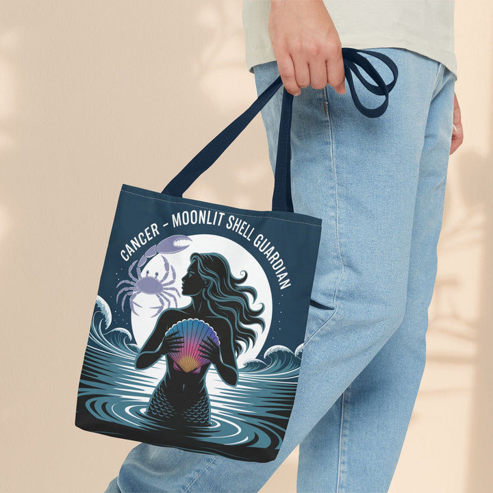 Zodiac Cancer Tote, Astrology-Inspired Tote Bag, Zodiac Gift, Cancer Moonlit Shell Guardian, Eco-Friendly Bag, Gift for Her