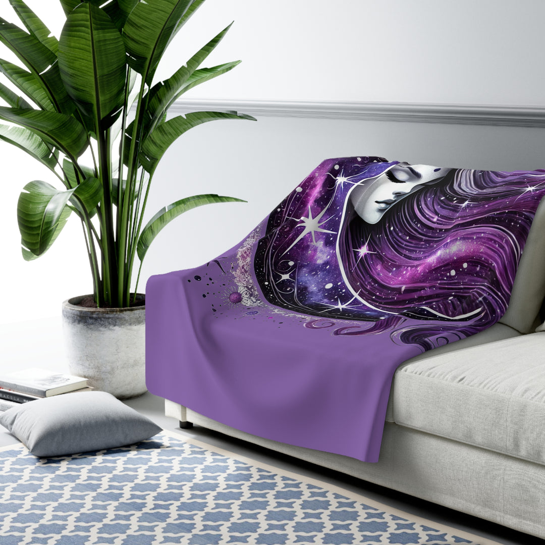 Cosmic Moon Sherpa Fleece Blanket – Starry Night Cozy Throw & Astrology Gift