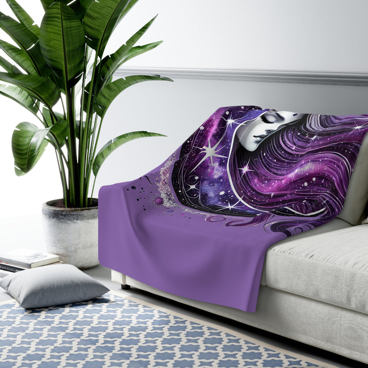 Cosmic Moon Sherpa Fleece Blanket – Starry Night Cozy Throw & Astrology Gift