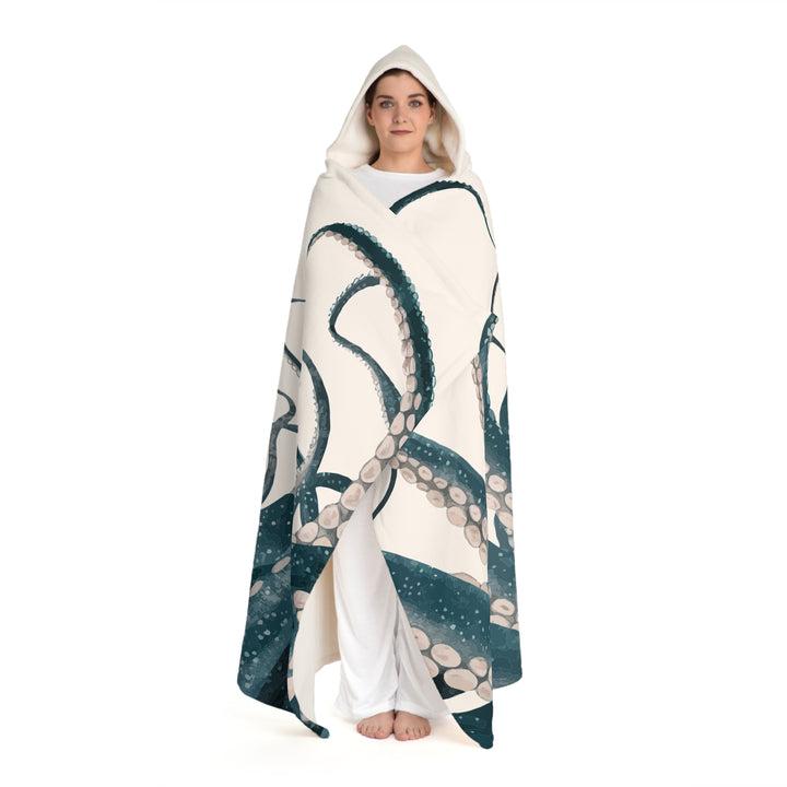 Hooded Sherpa Fleece Blanket - Octopus